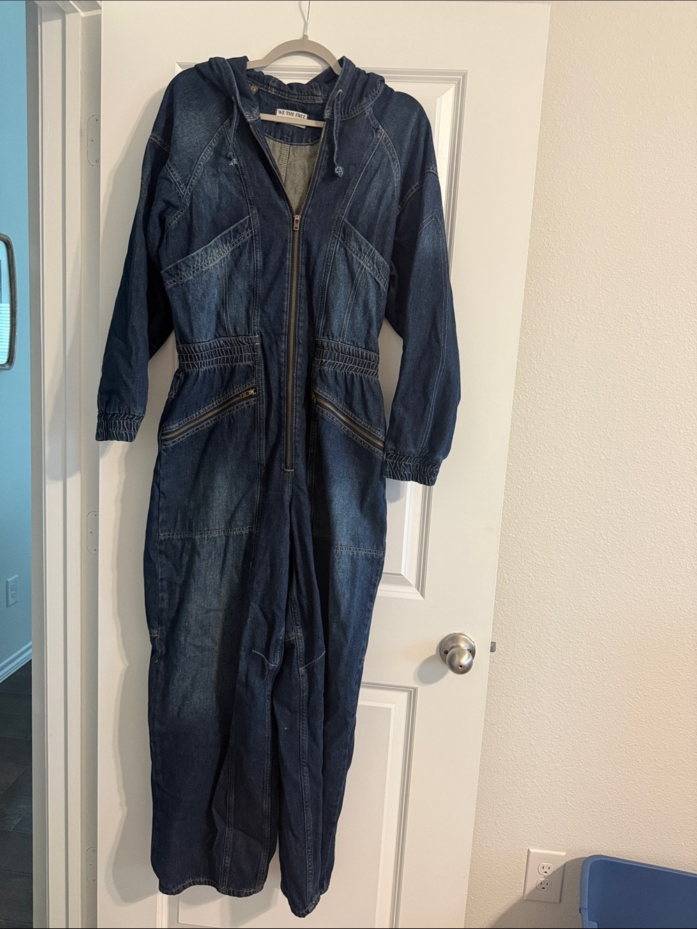 We The Free Coverall Hooded Denim Jumpsuit